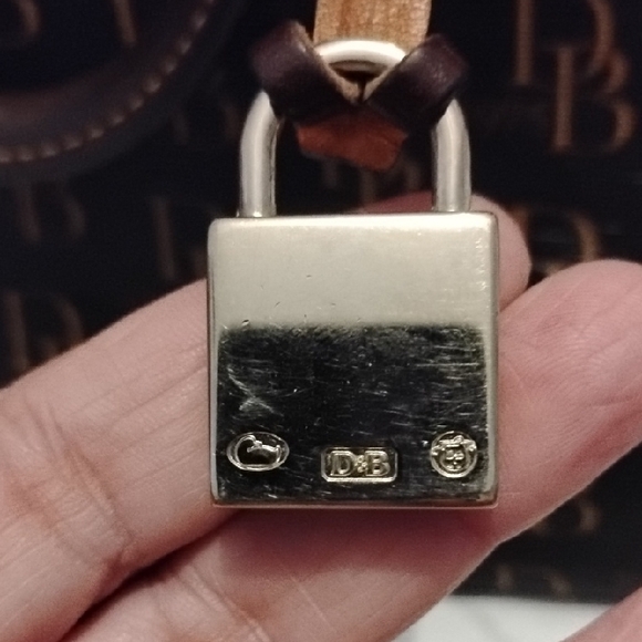 VTG Dooney & Bourke Camel & Brown Vacchetta Leather Monogram Handbag Crossbody - Picture 13 of 15